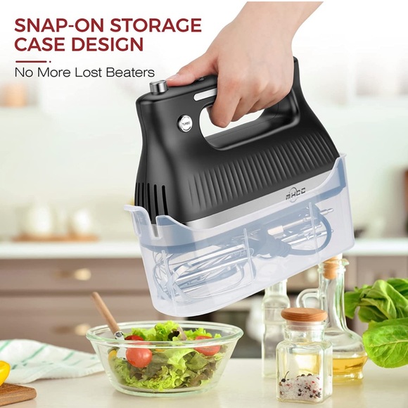 New - Hand Mixer with 5 Speeds and 5 Attachments with Clear Storage Case (Black) - Picture 5 of 6